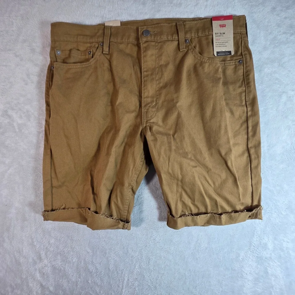 Levi's Men's 511 Slim Cut-Off Stretch Twill Shorts Brown Size 38 NWT‎